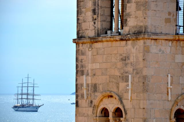 The Sea Cloud as seen from the ramparts of Dubrovnik's city walls. IRT Photo by Owen Hardy