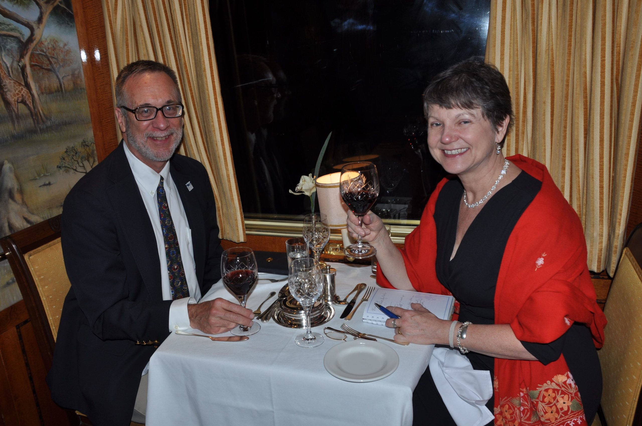 B&OatDinner Owen and Eleanor Hardy on the Blue Train