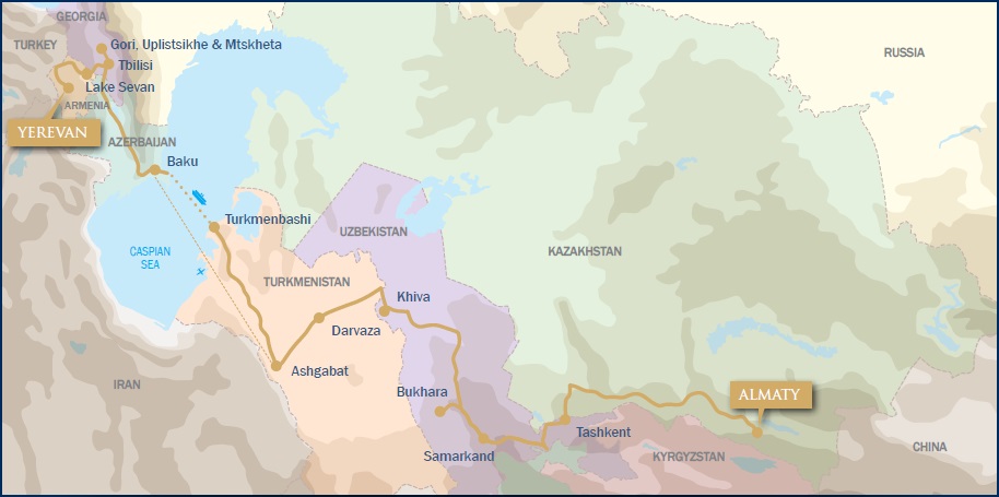 A Caspian Odyssey Along the Ancient Silk Road map
