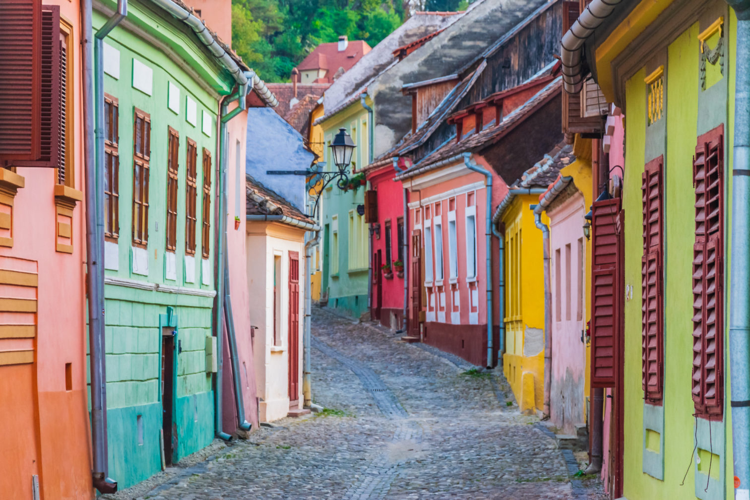 Colorful houses in Sighisoara, Romania.