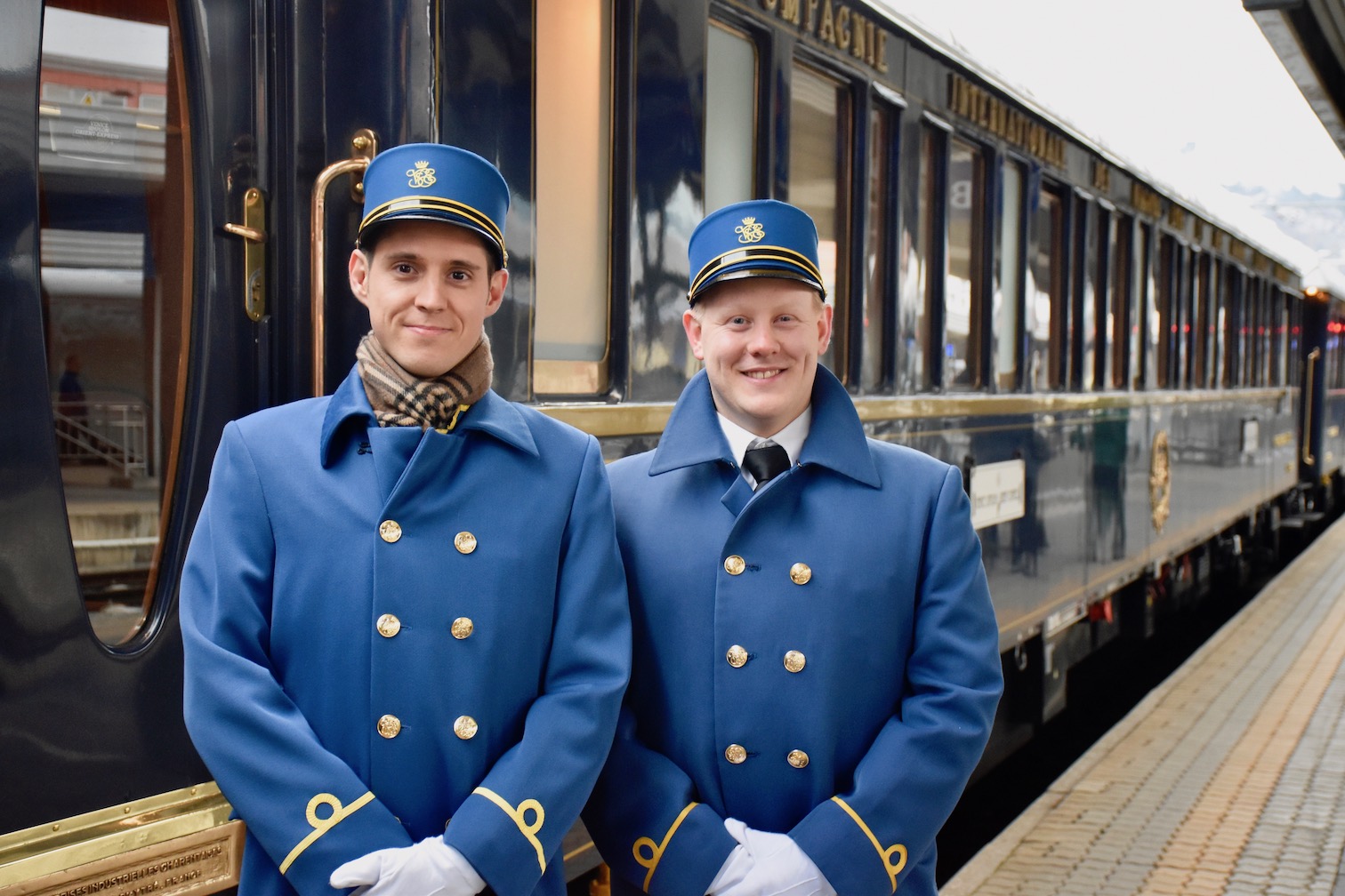 Venice Simplon Orient Express stewards welcoming on board.