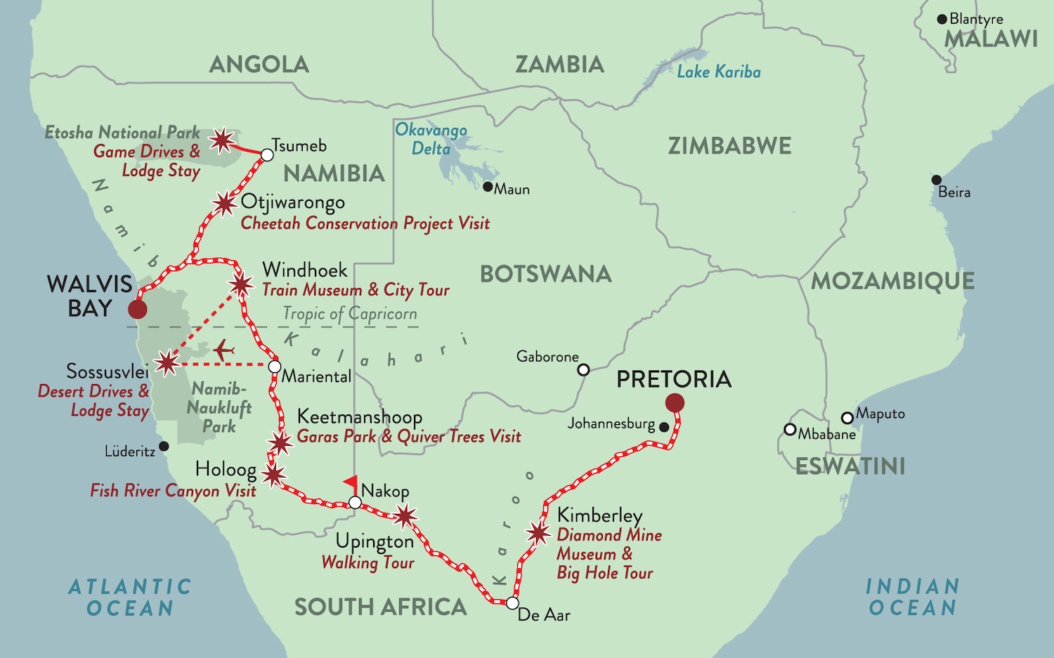 Rovos Rail Namibia map NEW