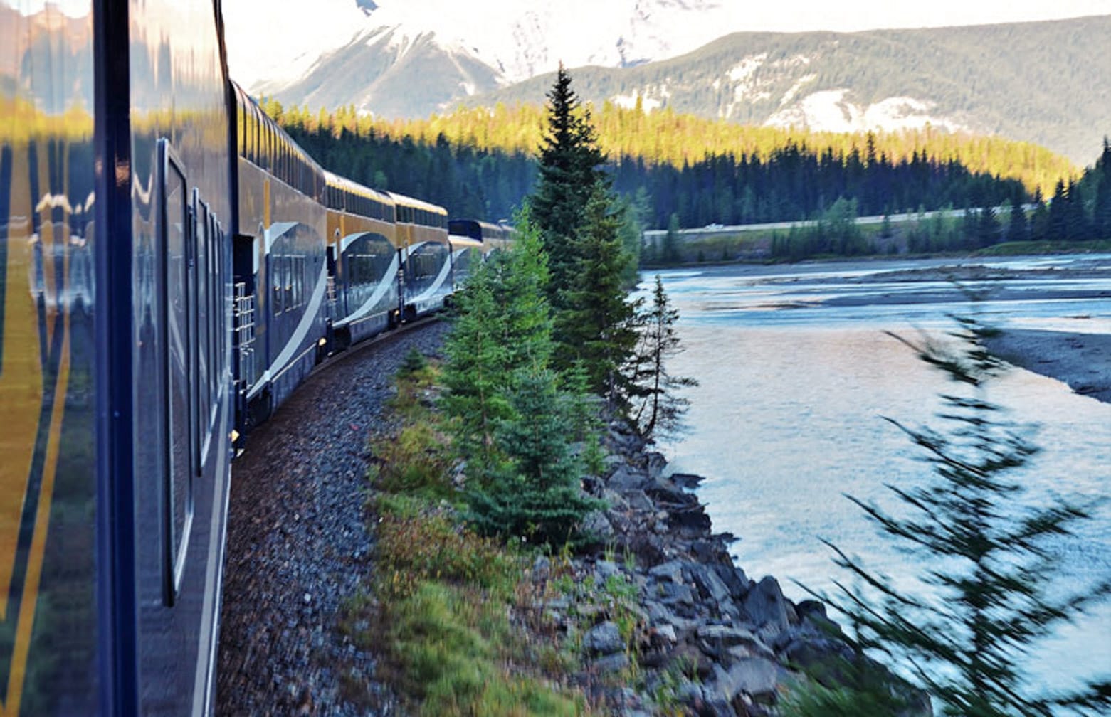 Exterior of train on the Canadian Rockies Getaway Circle journey