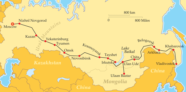 Golden Eagle Trans Siberian Express map