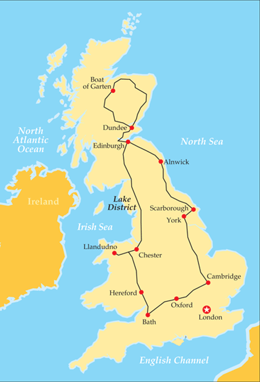 Grand Tour of Great Britain map