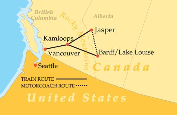 Rocky Mountaineer: Canadian Rockies Getaway Circle map