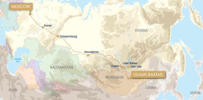 Trans-Mongolian Express: The Naadam Festival map