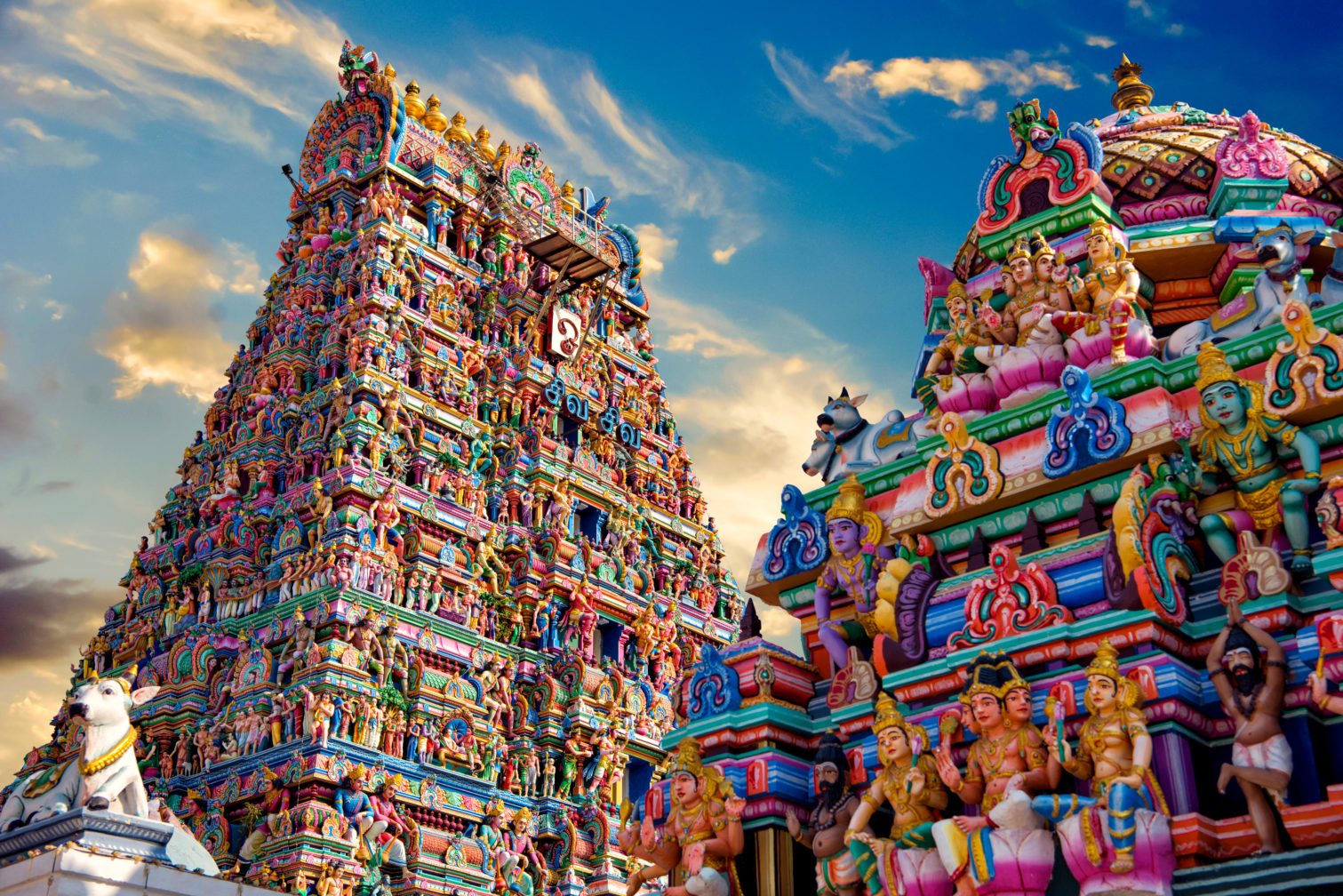 Colorful Hindu temple in Chennai, India.