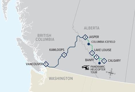 Rocky Mountaineer: Ultra-Luxe Canadian Rockies Adventure map