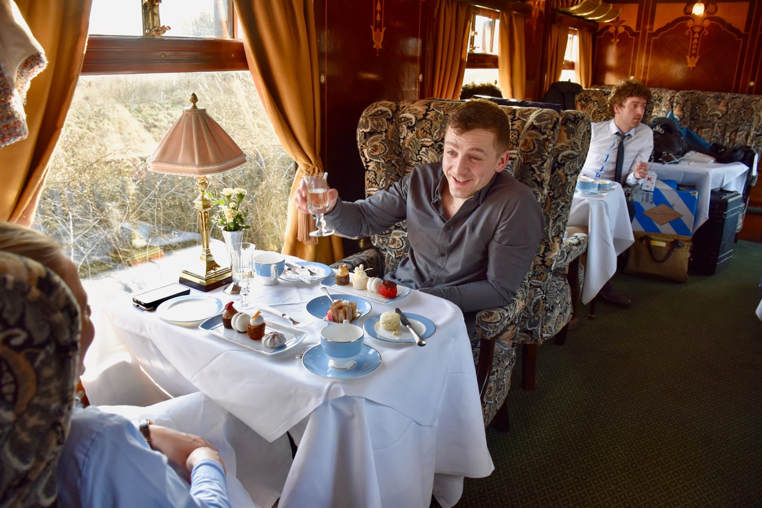 Guests dining in the Belmond British Pullman train