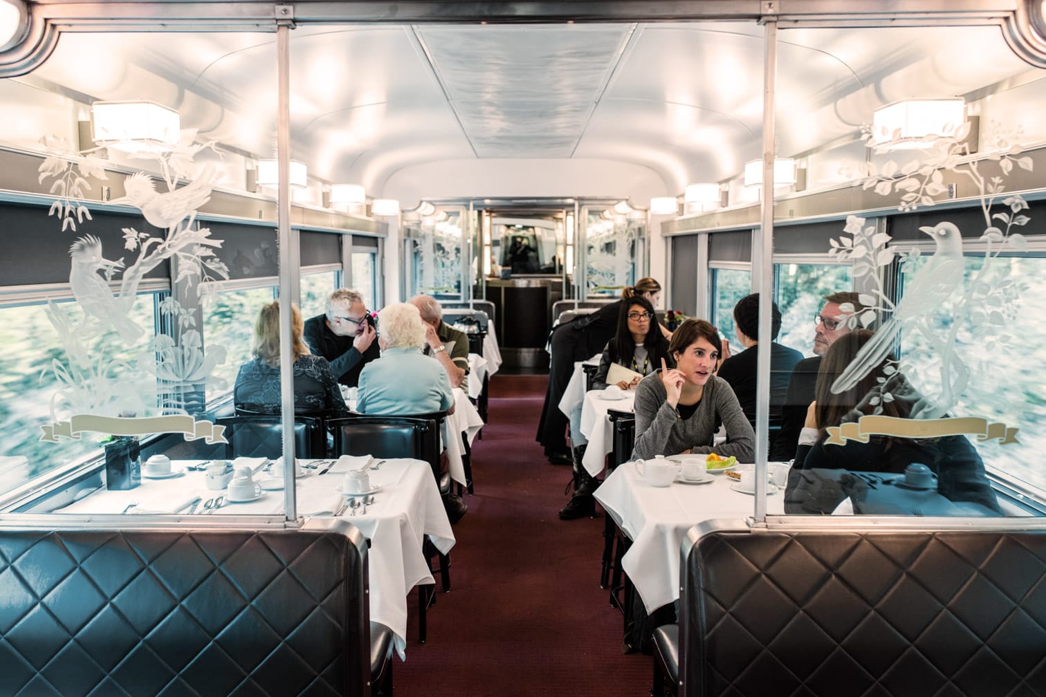 Dining car on the Canadian train
