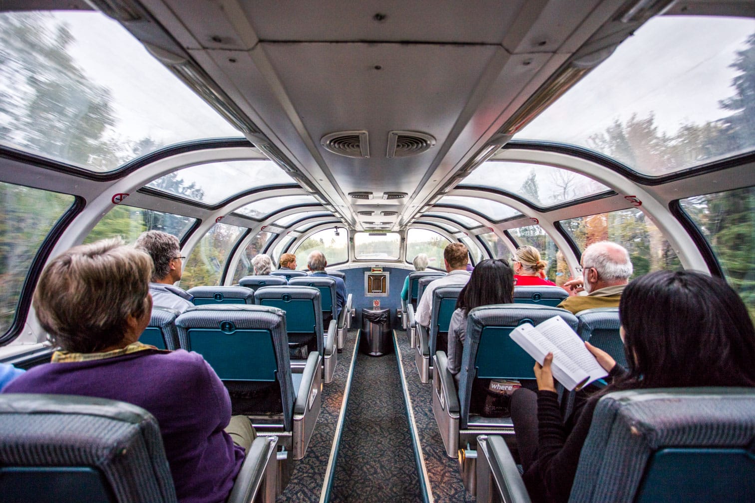 Passengers traveling on the Canadian train