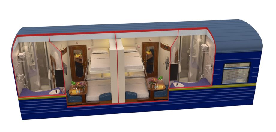 Diagram of the gold class during night time on the Golden Eagle train