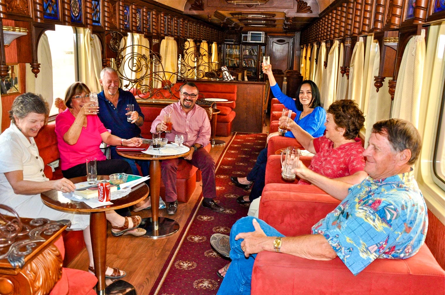 Guests sitting on the Golden Eagle train