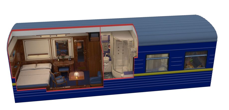 Diagram of the Imperial suite during nighttime on the Golden Eagle train