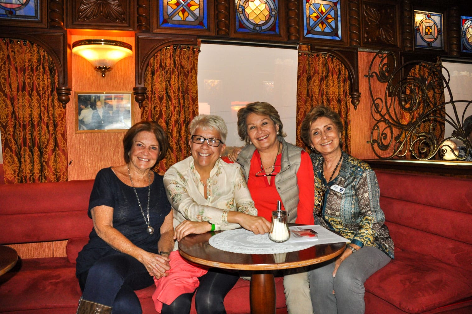 Four women sitting in the Golden Eagle train