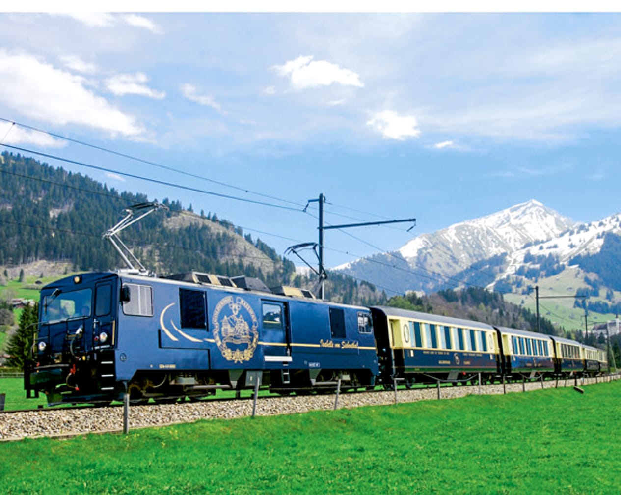 Exterior of the Golden Pass Panoramic Express train