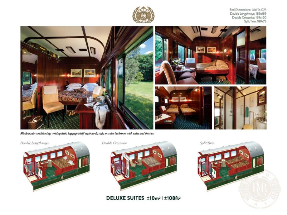 Interior of the Rovos Rail Pride of Africa deluxe suite