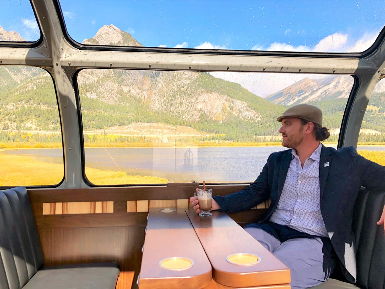 Nate in the dome car on the Royal Canadian Pacific train