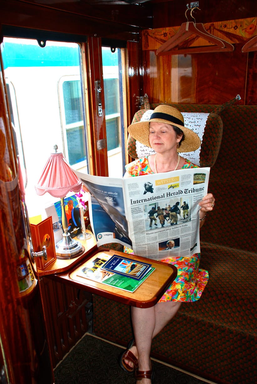 Woman reading on the Venice Simplon-Orient-Express (VSOE) train