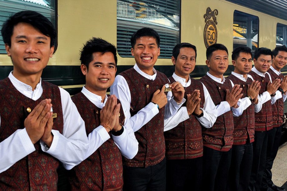 Staff saying goodbye on the Bangkok-Kuala Lumpur by Luxury Train journey