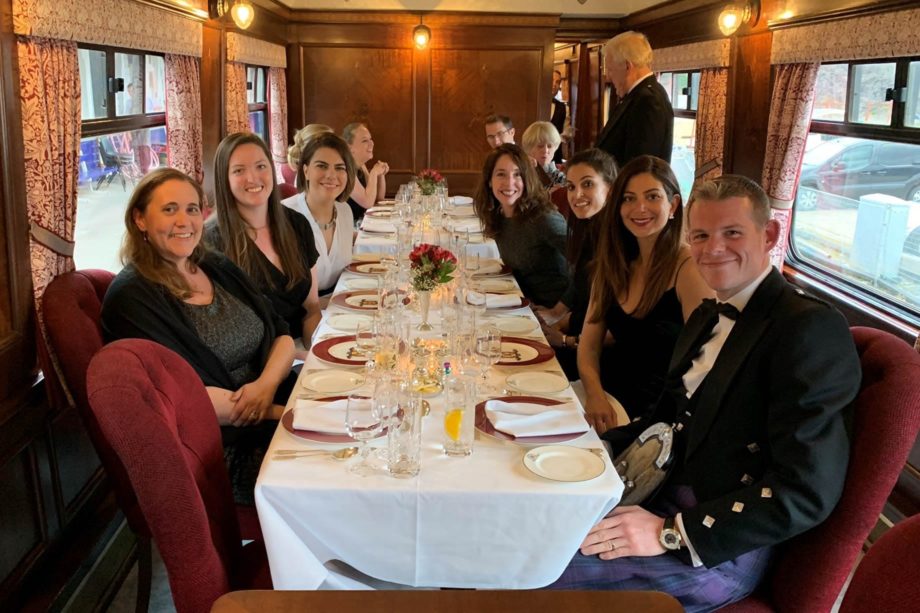 Guests eating dinner on the Grand Western Scenic Wonders journey