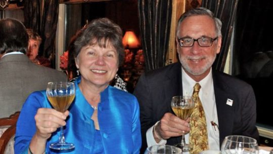 Owen and Eleanor Hardy with drinks