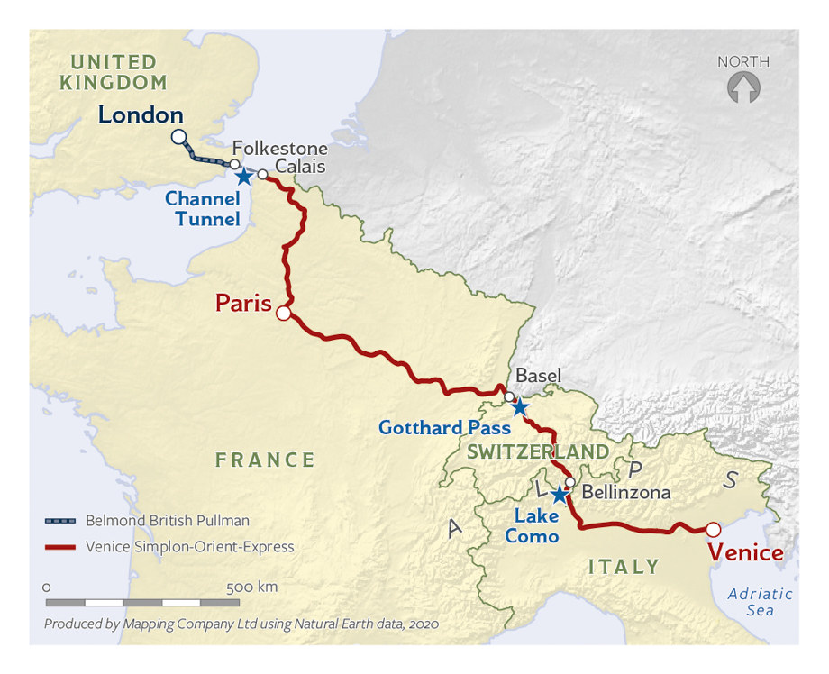 Venice Simplon-Orient-Express route map