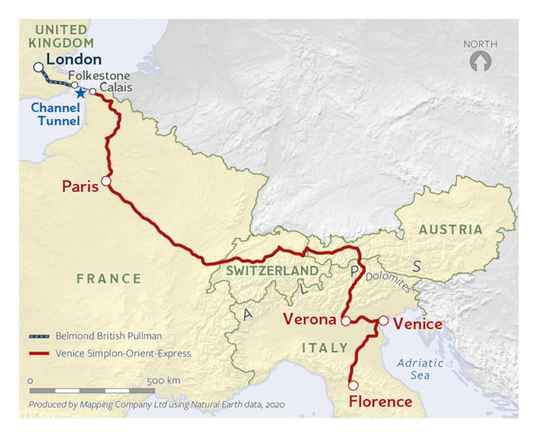 Venice SimplonOrientExpress VeniceLondon or LondonVenice, and two nights at Villa San Michele