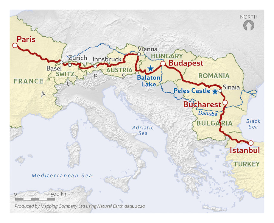 Venice Simplon-Orient-Express route map